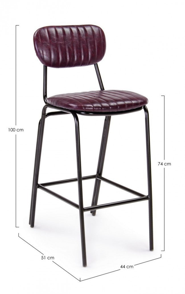 Sgabello in Ecopelle Marrone Vintage da Interno - CAMILLE Colore: Nero