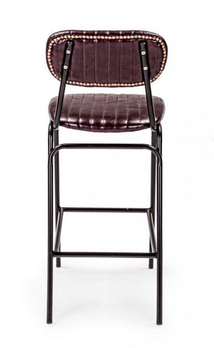 Sgabello in Ecopelle Marrone Vintage da Interno - CAMILLE Colore: Nero