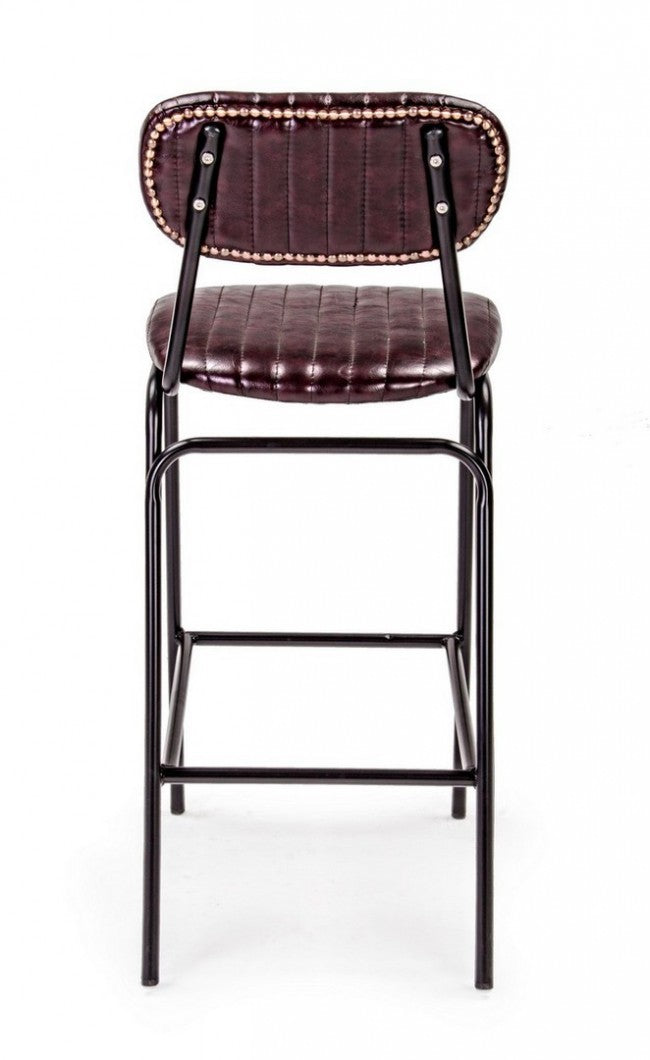 Sgabello in Ecopelle Marrone Vintage da Interno - CAMILLE Colore: Nero