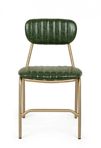 Set 2 Sedie Similpelle Nera Industriale da Interno - BARNABY Colore: Verde