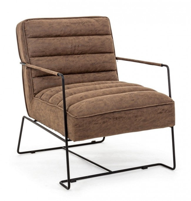 Poltrona Ecopelle Nera Moderna da Interno - GRANT Colore: Marrone