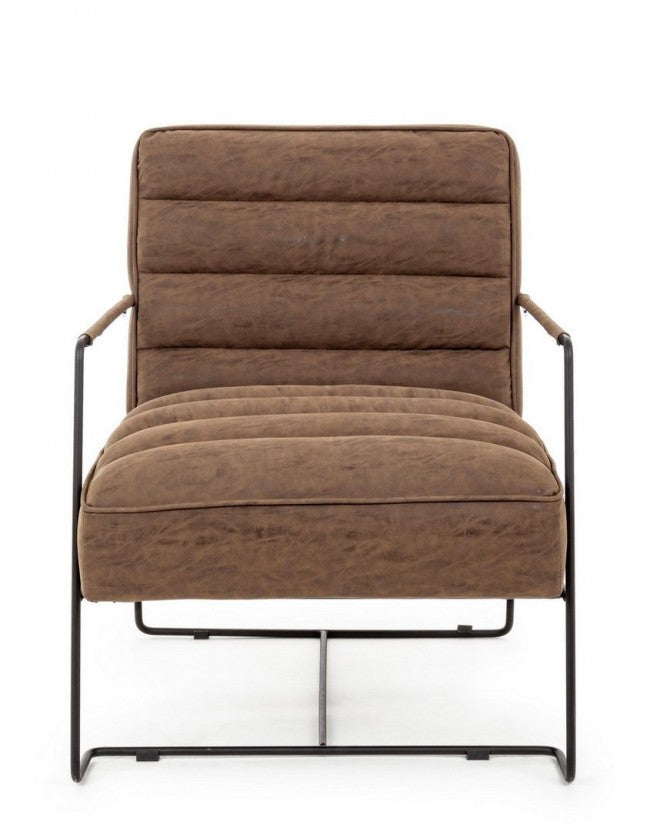 Poltrona Ecopelle Nera Moderna da Interno - GRANT Colore: Marrone