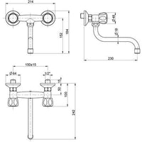 Rubinetto doccia bronzato, vecchio ottone maniglie a stella rosoni decorati