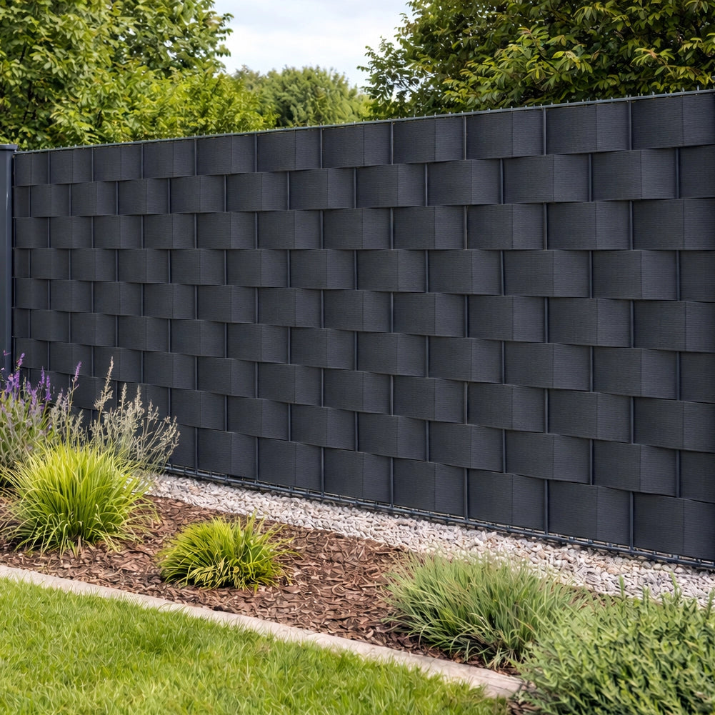 Telo Frangivista in Pvc 19cm x 35mt Oscurante Anti UV per Balcone Giardino Terrazzo Antracite