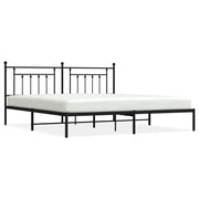 Letto matrimoniale | Letto per adulti | Giroletto con Testiera in Metallo Nero 200x200 cm