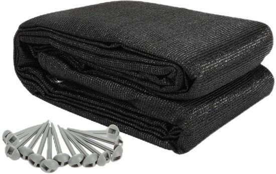 Tavolo da Campeggio per Pic-Nic 300x400cm Nero Materiale HDPE Resistente all'Acqua 13 Pennelli per il Terreno