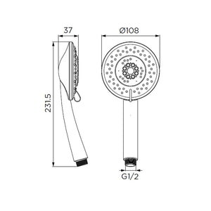 Doccino serie edera a 5 getti, cromato