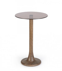 Tavolino Vetro Marrone Moderno da Interno - PAULINA Colore: Marrone, Dimensione: D35