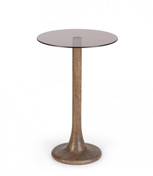 Tavolino Vetro Marrone Moderno da Interno - PAULINA Colore: Marrone, Dimensione: D35