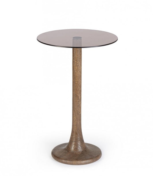 Tavolino Vetro Marrone Moderno da Interno - PAULINA Colore: Marrone, Dimensione: D35