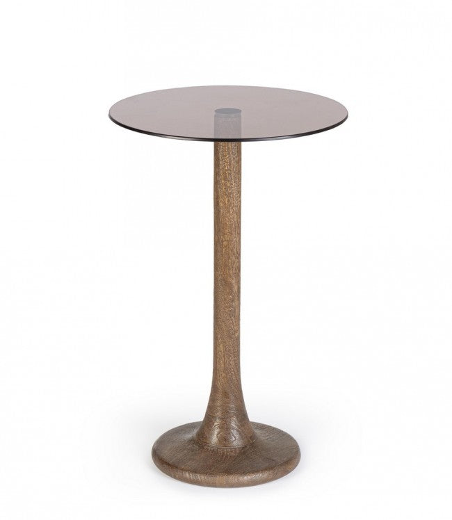 Tavolino Vetro Marrone Moderno da Interno - PAULINA Colore: Marrone, Dimensione: D35