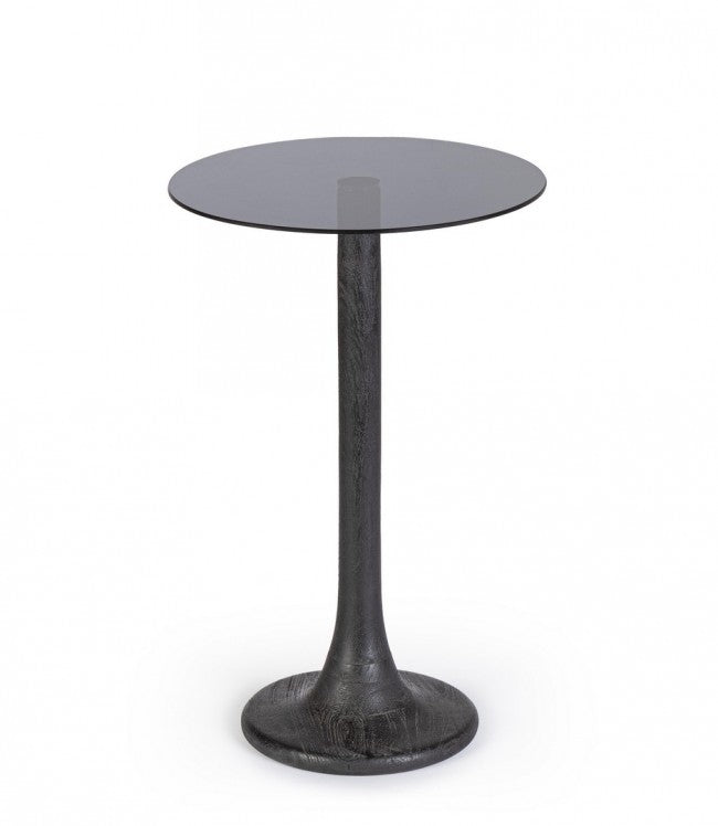 Tavolino Vetro Marrone Moderno da Interno - PAULINA Colore: Nero, Dimensione: D35