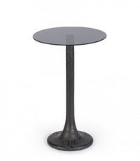 Tavolino Vetro Marrone Moderno da Interno - PAULINA Colore: Nero, Dimensione: D35