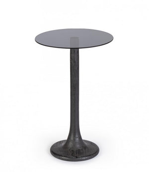 Tavolino Vetro Marrone Moderno da Interno - PAULINA Colore: Nero, Dimensione: D35