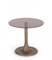 Tavolino Vetro Marrone Moderno da Interno - PAULINA Dimensione: D45, Colore: Marrone