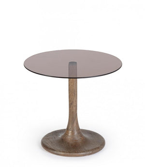 Tavolino Vetro Marrone Moderno da Interno - PAULINA Dimensione: D45, Colore: Marrone