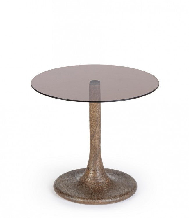 Tavolino Vetro Marrone Moderno da Interno - PAULINA Dimensione: D45, Colore: Marrone