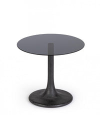 Tavolino Vetro Marrone Moderno da Interno - PAULINA Dimensione: D45, Colore: Nero