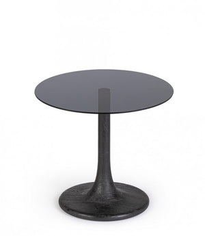Tavolino Vetro Marrone Moderno da Interno - PAULINA Dimensione: D45, Colore: Nero