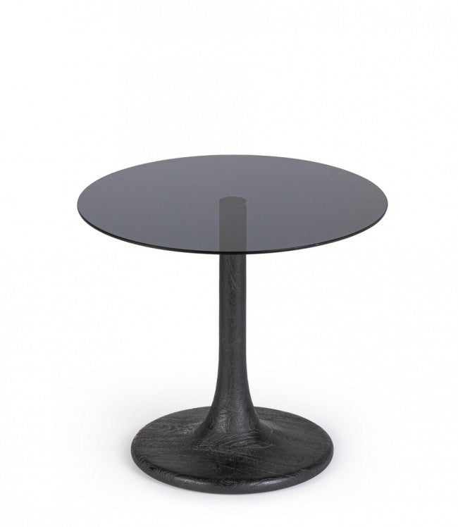 Tavolino Vetro Marrone Moderno da Interno - PAULINA Dimensione: D45, Colore: Nero
