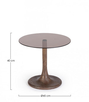 Tavolino Vetro Marrone Moderno da Interno - PAULINA Dimensione: D45, Colore: Marrone