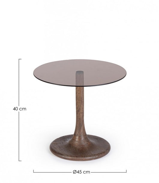 Tavolino Vetro Marrone Moderno da Interno - PAULINA Dimensione: D45, Colore: Marrone