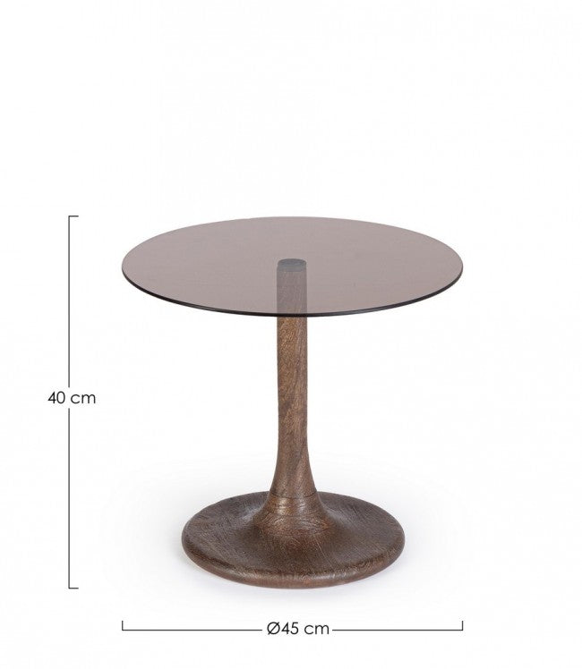 Tavolino Vetro Marrone Moderno da Interno - PAULINA Dimensione: D45, Colore: Marrone