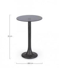 Tavolino Vetro Marrone Moderno da Interno - PAULINA Colore: Nero, Dimensione: D35