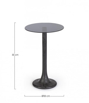 Tavolino Vetro Marrone Moderno da Interno - PAULINA Colore: Nero, Dimensione: D35