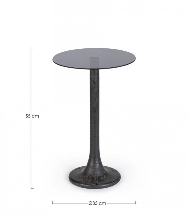 Tavolino Vetro Marrone Moderno da Interno - PAULINA Colore: Nero, Dimensione: D35