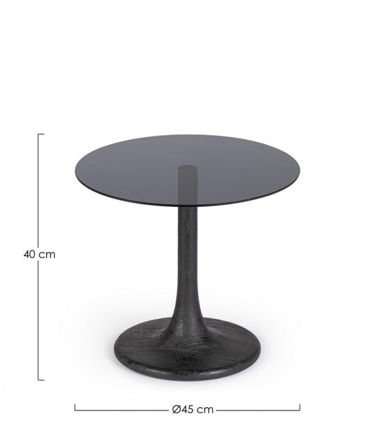 Tavolino Vetro Marrone Moderno da Interno - PAULINA Dimensione: D45, Colore: Nero