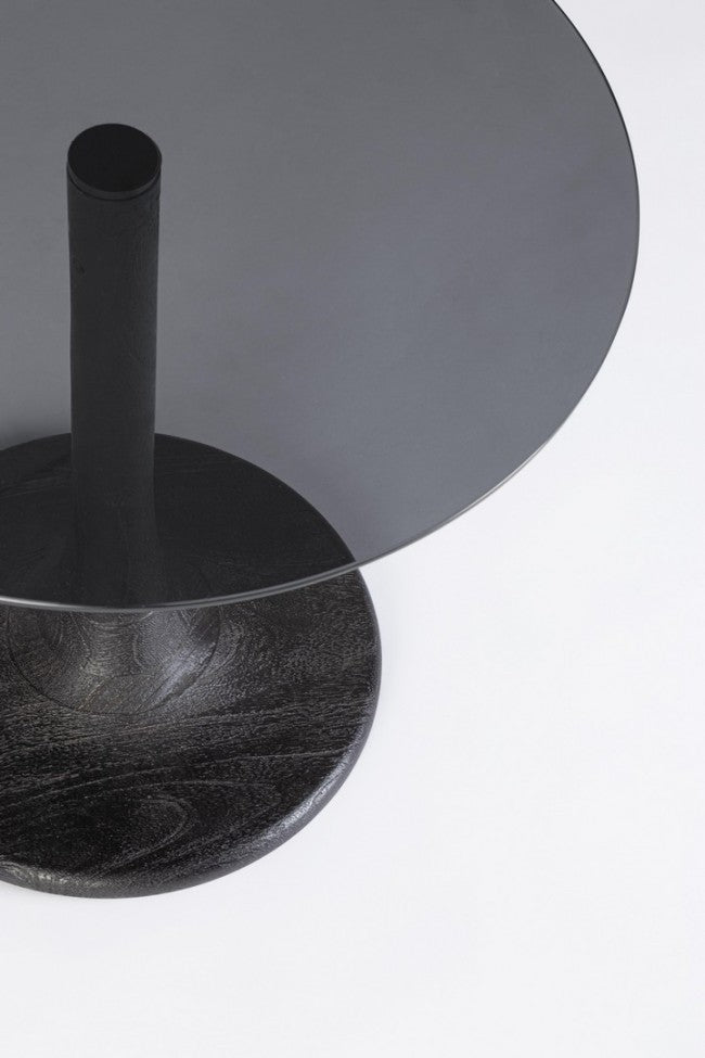 Tavolino Vetro Marrone Moderno da Interno - PAULINA Dimensione: D45, Colore: Nero