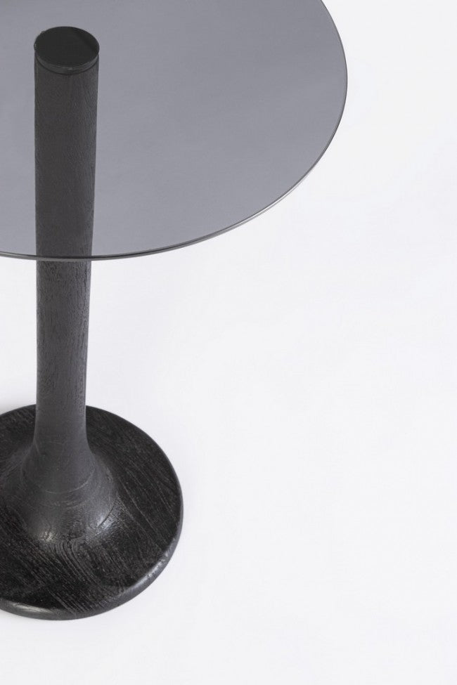 Tavolino Vetro Marrone Moderno da Interno - PAULINA Colore: Nero, Dimensione: D35