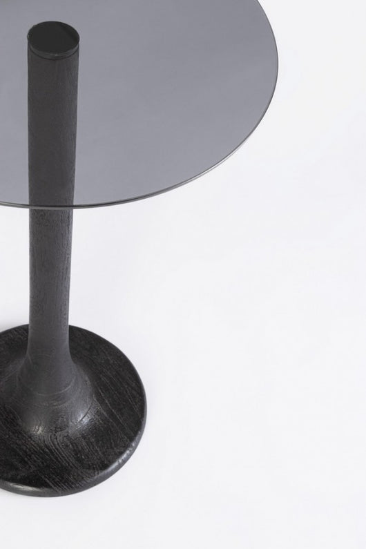 Tavolino Vetro Marrone Moderno da Interno - PAULINA Colore: Nero, Dimensione: D35