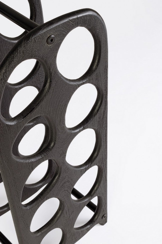 Porta Bottiglie in Legno Nero Moderno da Interno - PAULINA Colore: Nero