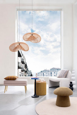 Tavolino Vetro Marrone Moderno da Interno - PAULINA Colore: Nero, Dimensione: D35