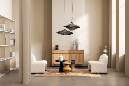 Tavolino Metallo Beige Moderno da Interno - HONY Dimensione: D46, Colore: Nero