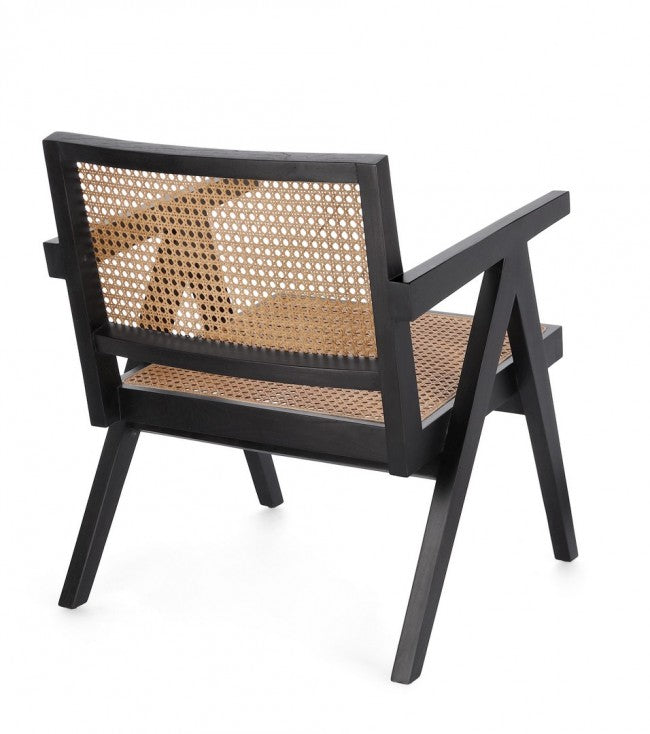 Poltrona Teak Nero Stile Moderno da Interno - ELOISE Colore: Nero