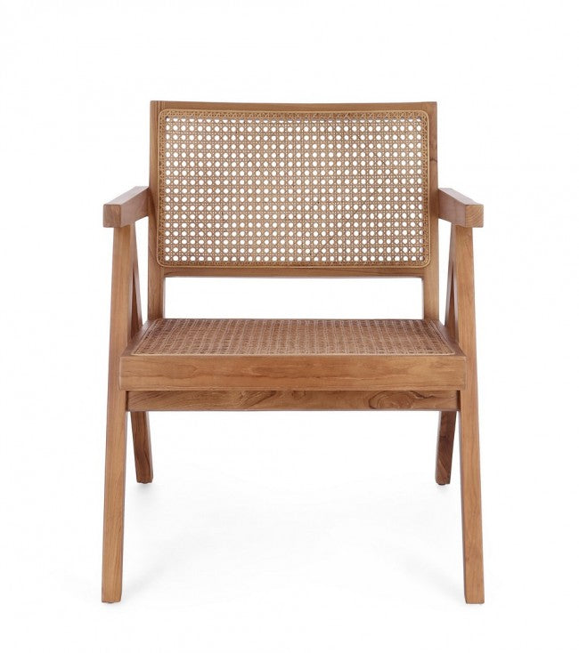 Poltrona Teak Nero Stile Moderno da Interno - ELOISE Colore: Marrone