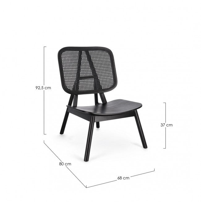 Poltrona in Teak Nero Moderna da Interno - ELOISE Colore: Nero