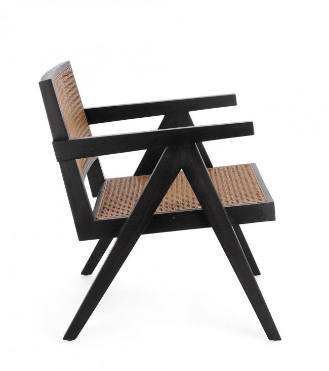 Poltrona Teak Nero Stile Moderno da Interno - ELOISE Colore: Nero