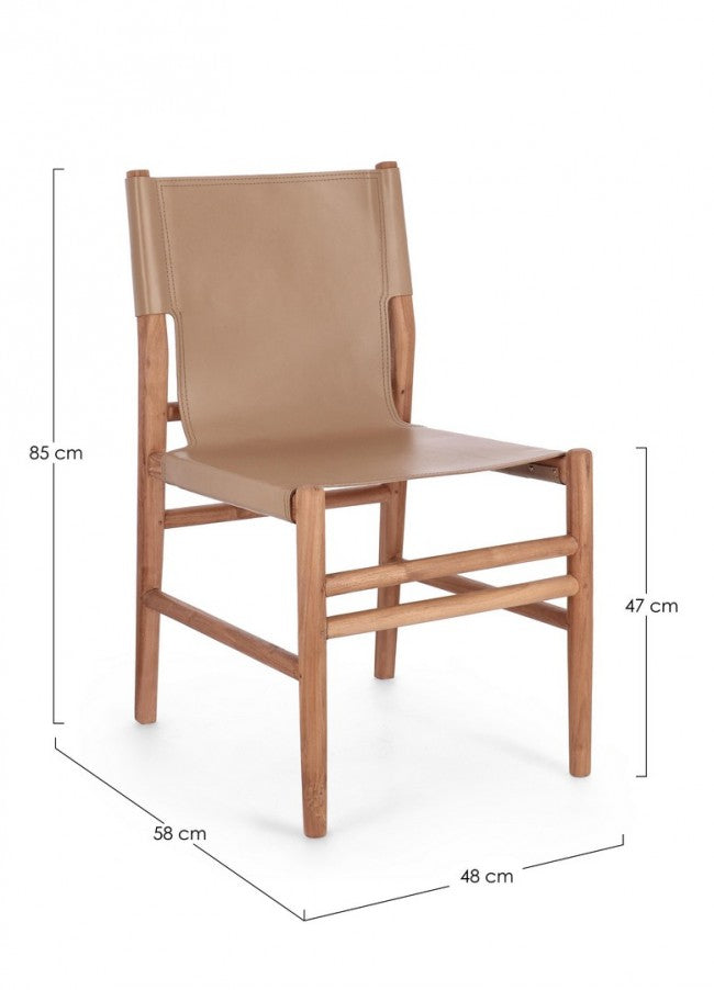 Set 2 Sedie in Pelle Marrone Stile Rustico da Interno - PENELOPE Colore: Tortora