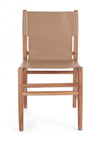 Set 2 Sedie in Pelle Marrone Stile Rustico da Interno - PENELOPE Colore: Tortora