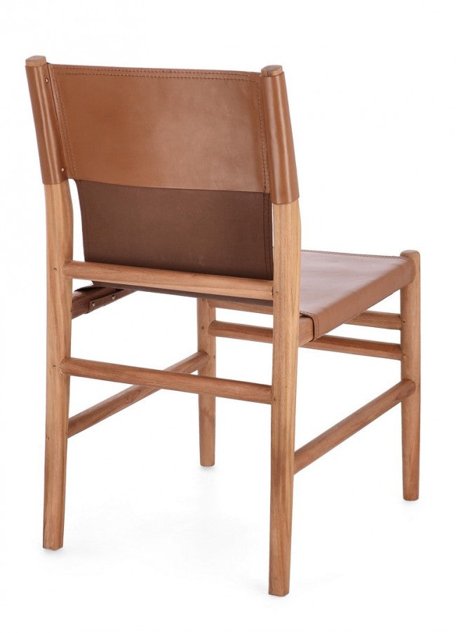 Set 2 Sedie in Pelle Marrone Stile Rustico da Interno - PENELOPE Colore: Marrone