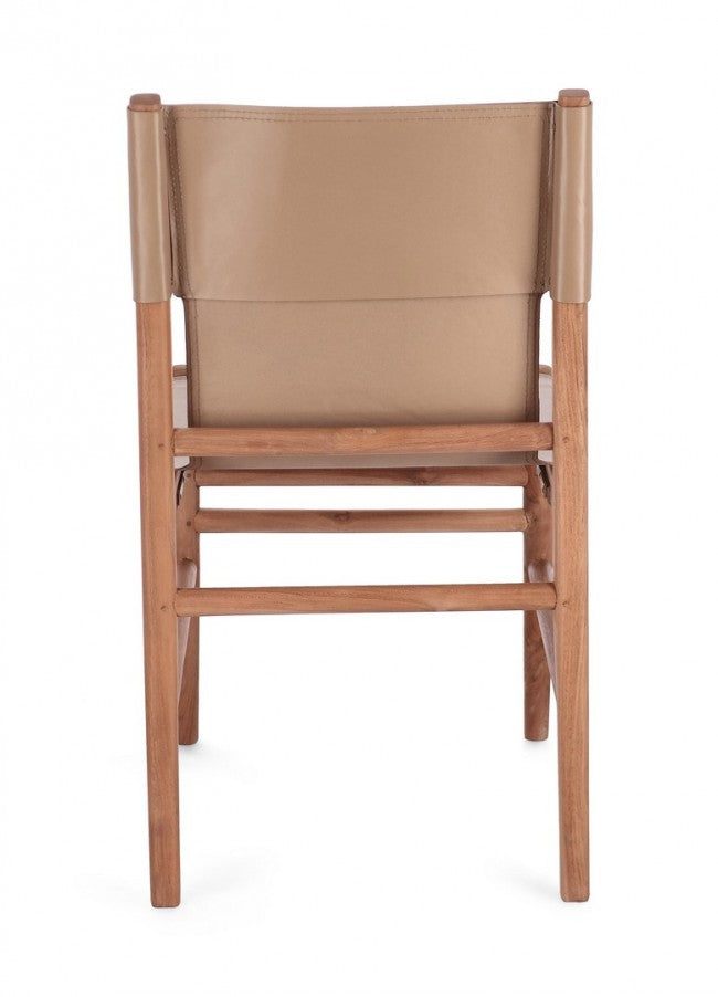 Set 2 Sedie in Pelle Marrone Stile Rustico da Interno - PENELOPE Colore: Tortora