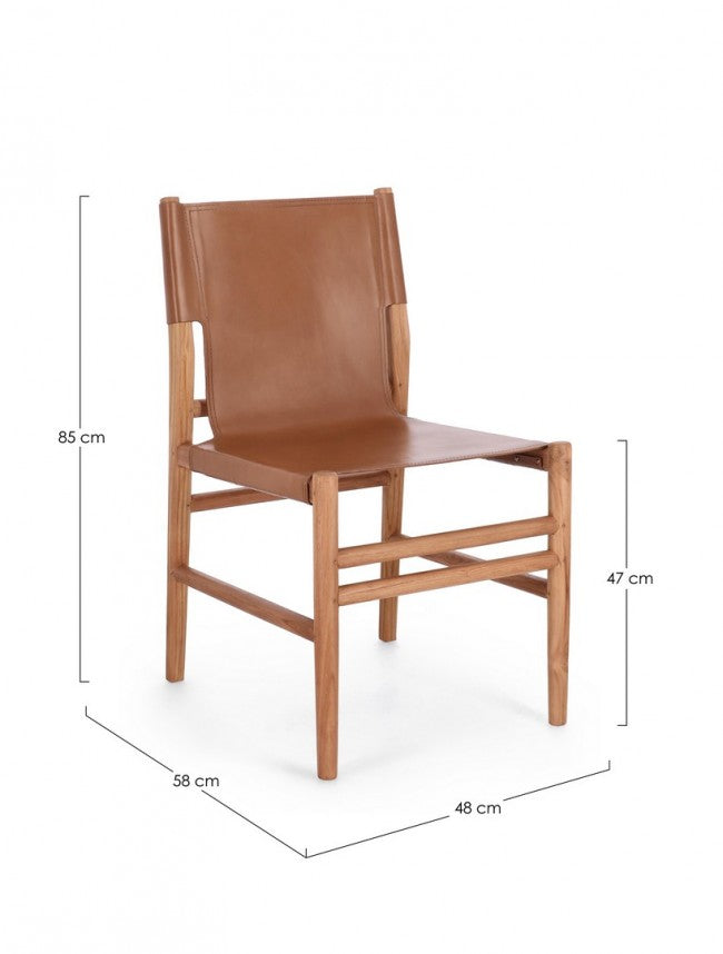 Set 2 Sedie in Pelle Marrone Stile Rustico da Interno - PENELOPE Colore: Marrone