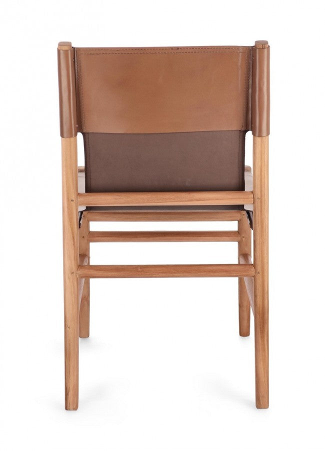 Set 2 Sedie in Pelle Marrone Stile Rustico da Interno - PENELOPE Colore: Marrone