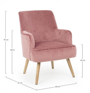 Poltrona Velluto Verde Moderna da Interno - CALEB Colore: Rosa