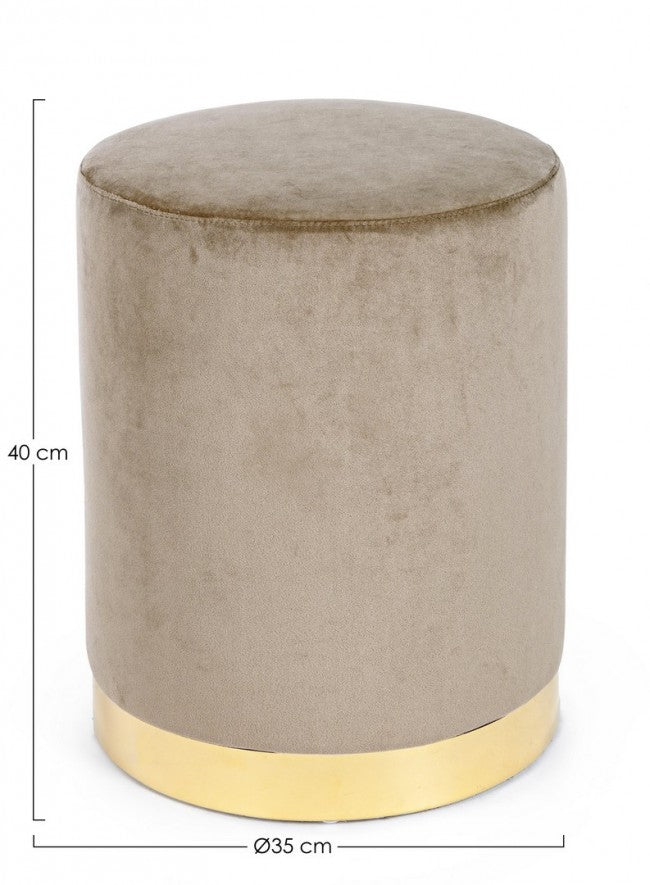 Pouf in Velluto Grigio Moderno da Interno - CLARK Colore: Tortora