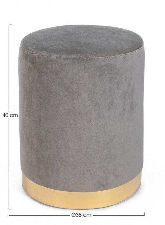Pouf in Velluto Grigio Moderno da Interno - CLARK Colore: Grigio